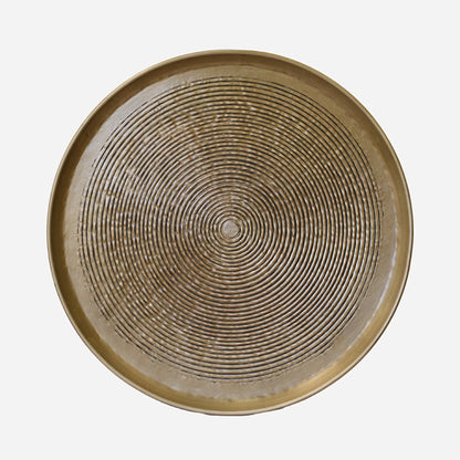 Calypso Round Antique Brass Finish Tray - 59.5cm