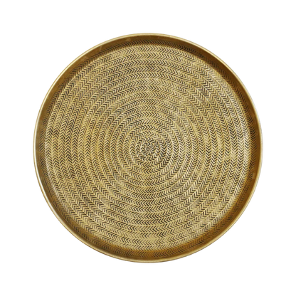 Ravello Round Antique Brass Finish Tray - 46cm