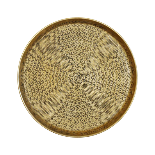 Ravello Round Antique Brass Finish Tray - 46cm