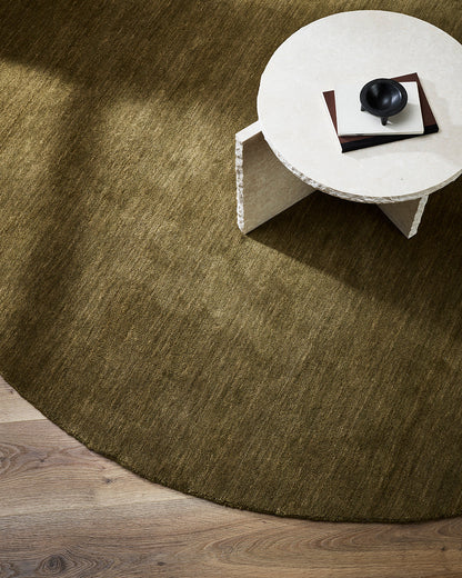 Sandringham 100% NZ Wool Round Floor Rug | Moss