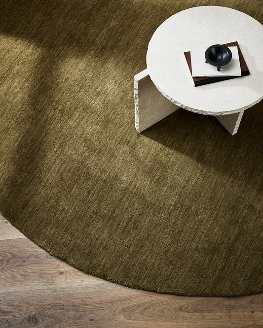 Sandringham 100% NZ Wool Round Floor Rug | Moss