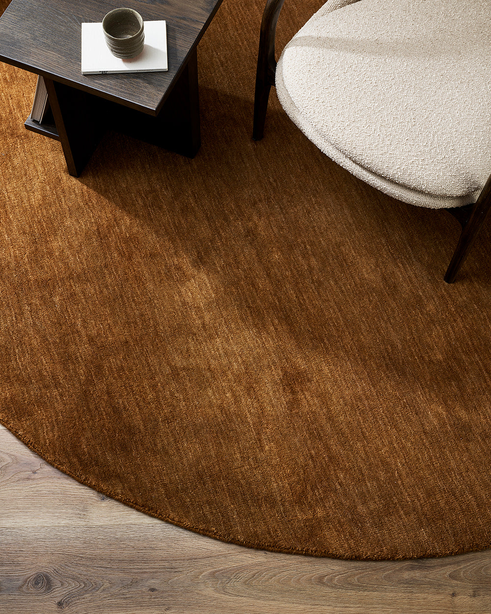 Sandringham 100% NZ Wool Round Floor Rug | Pecan
