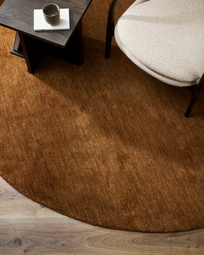 Sandringham 100% NZ Wool Round Floor Rug | Pecan